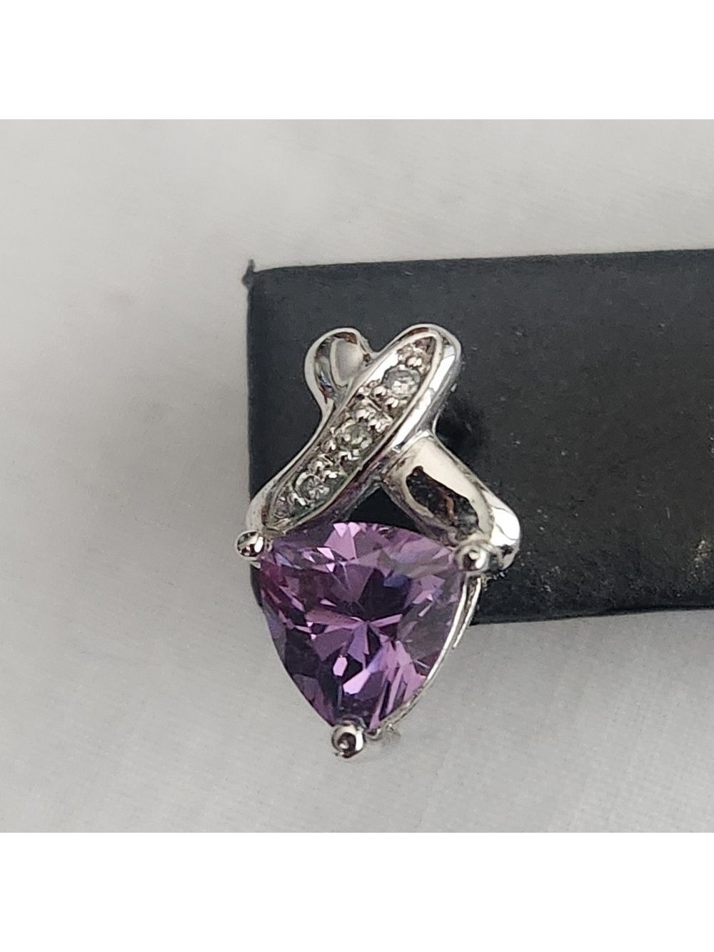 Trillian Genuine Amethyst with Diamonds Post Earrings - Picture 2 of 5